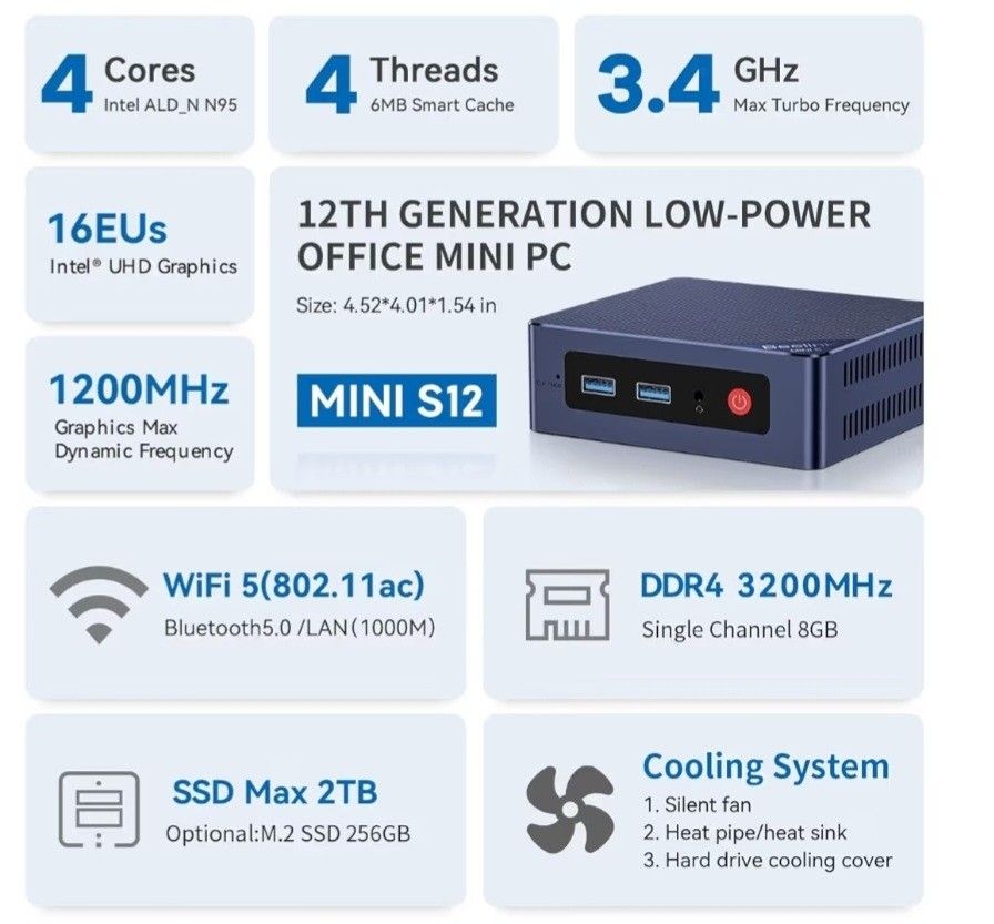 Beelink Mini S12 Mini PC, Intel 12th Processor N9563204757690881111