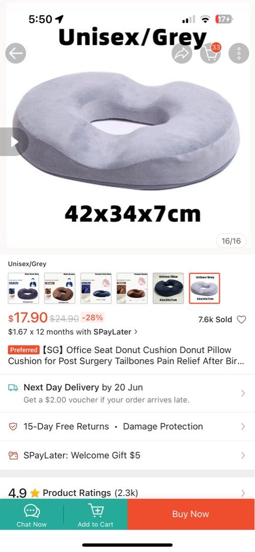 donut pillow (Category: Maternity Care) located in Singapore. Submitted by odekitee (Listing ID 1375562184, Image 1). Description: used less than 10 times in my confinement. good for natural birth esp those who suffer from piles/haemorrhoids . self collect 522612 or top up 4$ for ninja delivery straight to your home.