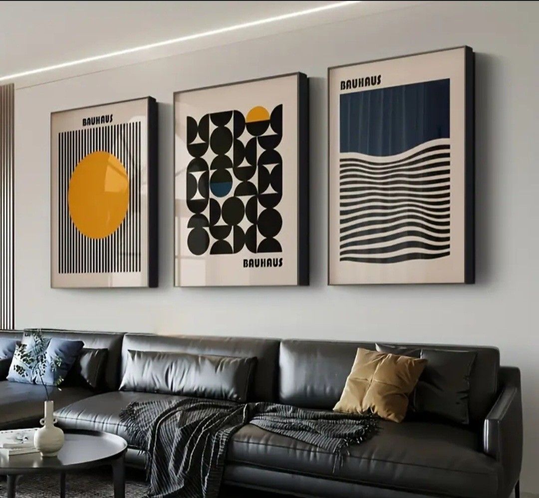 Framed Bauhaus Wall Art Canvas Decor (Category: Wall Decor) located in Cavite. Submitted by lovetachy012 (Listing ID 1366614485, Image 3). Description: 2 sold, 1 blue available only Canvas measures 40 x 60 cm Frame measures 43.5 × 54 cm Plastic frame + MDF sides & backing, shatter resistant #modern #bauhaus inspired #aesthetic #eclectic #retro #vintage #gift.