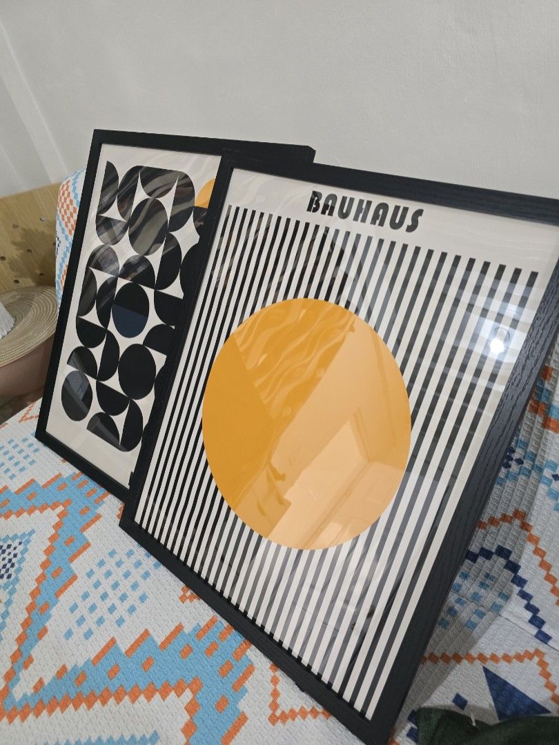 Framed Bauhaus Wall Art Canvas Decor (Category: Wall Decor) located in Cavite. Submitted by lovetachy012 (Listing ID 1366614485, Image 1). Description: 2 sold, 1 blue available only Canvas measures 40 x 60 cm Frame measures 43.5 × 54 cm Plastic frame + MDF sides & backing, shatter resistant #modern #bauhaus inspired #aesthetic #eclectic #retro #vintage #gift.