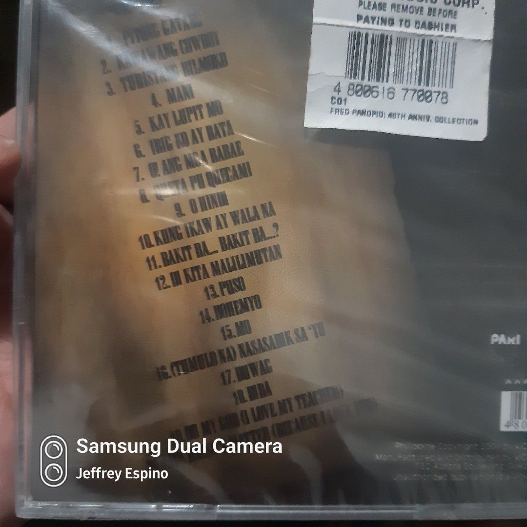 Fred Panopio Pitong Gatang opm cd (Category: CDs & DVDs) located in Quezon City. Submitted by jeffreyespino (Listing ID 1358555020, Image 2). Description: All original CD / As is We accept cash, GCash / Maya 09152688298, 09989968742, BPI, BDO, LBC, Cebuana Lhuiler, MLhuiler and Palawan Express payments. For faster transaction sms us thru 09989968742 Deliver / pick up thru Grab, Lalamove, Borzo, Toktok etc. Shipping via JRS Express or LBC (deliver