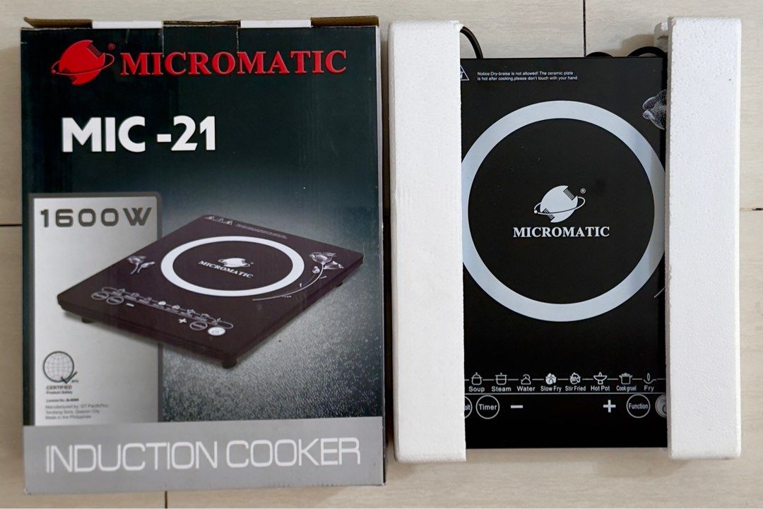 Micromatic Induction Cooker (Category: Cookware & Accessories) located in Del Monte. Submitted by richard.o.yu (Listing ID 1375487548, Image 1). Description: Model MIC-21. 220V. 1600W. 8 multiple cooking functions. Quick cook and less power consumption. Fixed price. .