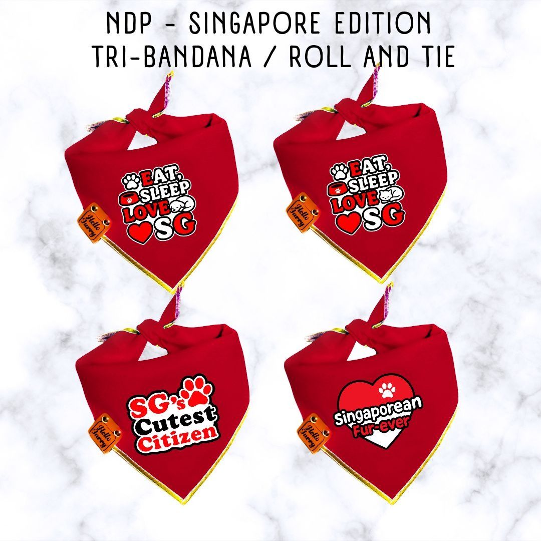 NDP Singapore Pet Tri Bandana, Cat Dog Bowtie, Sailor Bow, Collar, Puppy Accessories & Clothing Singapore National Day (Category: Homes & Other Pet Accessories) located in Singapore. Submitted by hellofurry (Listing ID 1375518495, Image 2). Description: Order from our website - https://hellofurry.com/?s=ndp&post_type=product Price varies from different product and sizing. - u can add the item to cart to view the final price. Due to different cuts