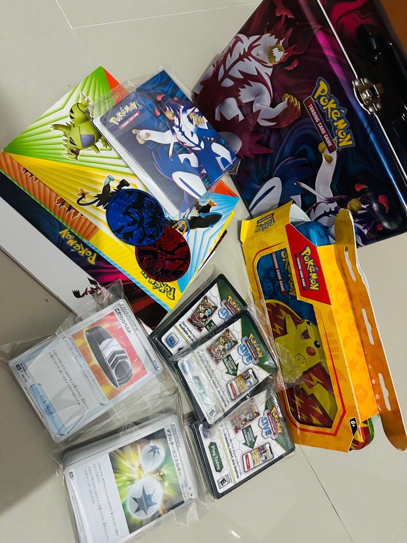 Pokemon Can and Case (Category: Character Goods) located in Balanga. Submitted by kitkat1021 (Listing ID 1375539685, Image 1). Description: Battle Style Tin Can with Accessories Pikachu Pencil Case 160 pcs Japanese Surging Sparks (common) 120 pcs Japanese Pokemon Cards (Vstar) 115 Pokemon Code Cards Can provide More Photos Shipping Thru LBC COP/COD plus sf. thanks.