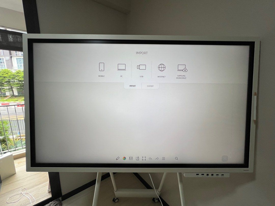 *can nego* Samsung 55" Interactive Display Flip 2 WM55R (Category: Office & Business Technology) located in Singapore. Submitted by s.angie (Listing ID 1375542865, Image 2). Description: Bought the whole system close to 6k, letting go as didnt use it anymore. Touch screen, built in speaker, screen sharing and connectivity options, have stand, pens etc. Can do multi writing, flexible erasing. .