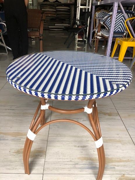 Sumo RT225T Steel Designer Rattan Table (Category: Tables & Sets) located in Quezon City. Submitted by costuless_qc_branch (Listing ID 1375557372, Image 2). Description: Item Code: RT225T SALE PRICE: ₱3,299.00 (TABLE ONLY) Note: Price may change without prior notice. Sumo Steel Designer Rattan Table ♡ Color: Blue & White combination ♡ Made of poly rattan ♡ Durable metal frame ♡ Low maintenance ♡ Indoor & outdoor use ♡ Perfect for any occasion ind