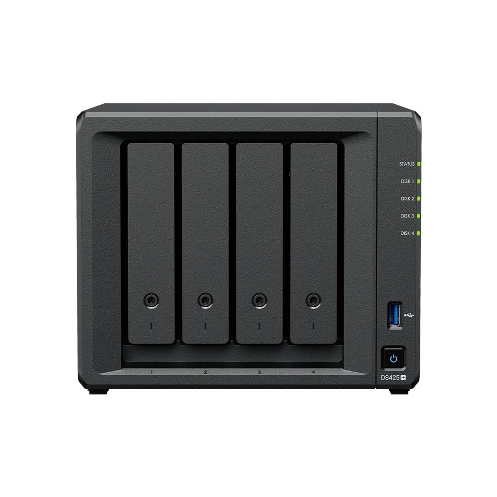 Synology DiskStation® DS425+ (Category: Computer Parts) located in Quezon City. Submitted by ann_xbs (Listing ID 1375512774, Image 1). Description: 4-bay Plus series model with Intel Celeron J4125 quad-core processor, 2 GB DDR4 non-ECC SODIMM by default and upgradeable to 6 GB,Built-in two M.2 NVMe slots and 1 x 2.5GbE and 1 x 1GbE RJ-45 LAN port Comprehensive data backup, protection, and recovery solutions Back up PCs, smartphones, cloud apps, a
