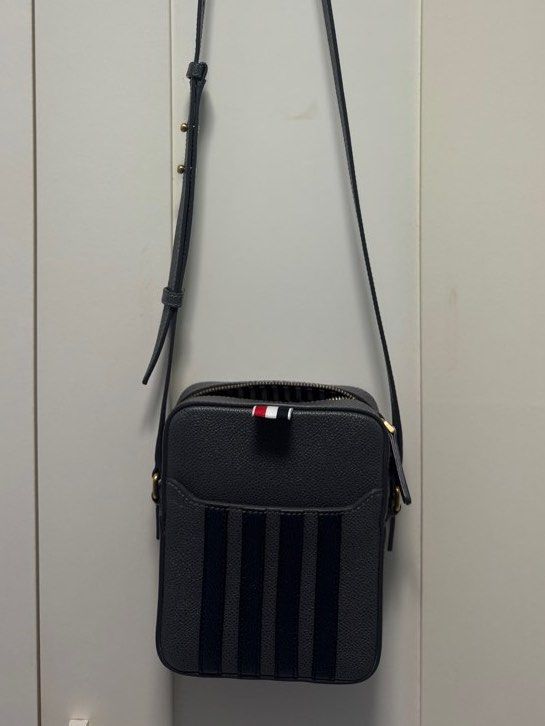 Thom Browne Pebble Grain Leather Vertical Camera Crossbody Bag