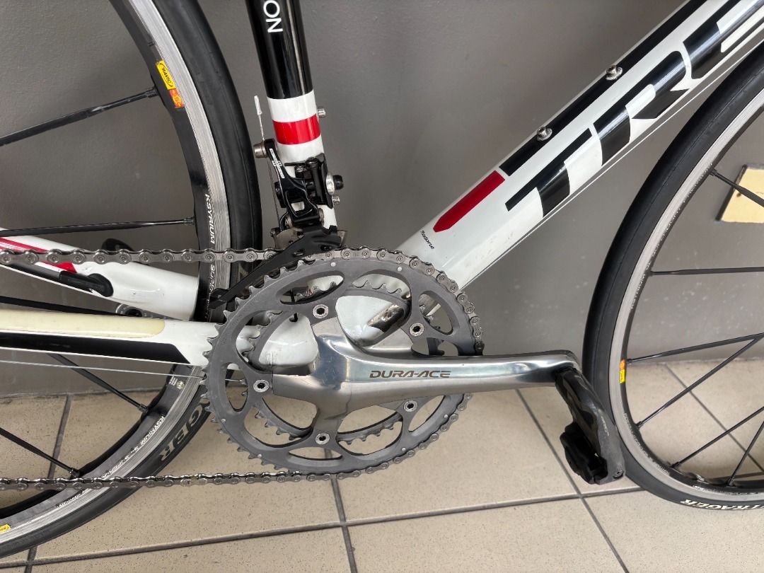 Trek Madone 4.7 Carbon Bicycle size 50, 7.23kg (Category: Bicycles) located in Singapore. Submitted by philipmehl (Listing ID 1372888835, Image 3). Description: High quality bike, brand as used by winning pro-team Lidl-Trek Professionally rebuilt from scratch, with new saddle, chain, bearings and wheels all trued up Perfect working order, and in great condition for its age, model year G / 2012 Amazing spec of Campagnolo, Dura Ace etc and with ped