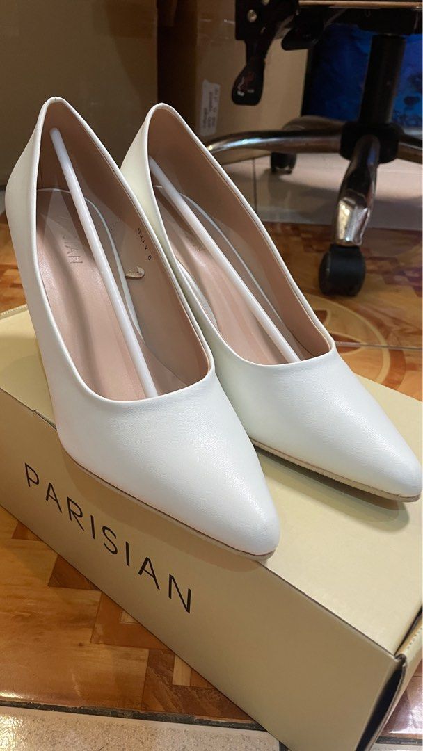 White Pointed Shoes (37) (Category: Heels) located in Binan City. Submitted by katrixb (Listing ID 1375577075, Image 1). Description: Used once during my oath taking (3hrs lang) Best fits size 7 kahit indicated is 8.