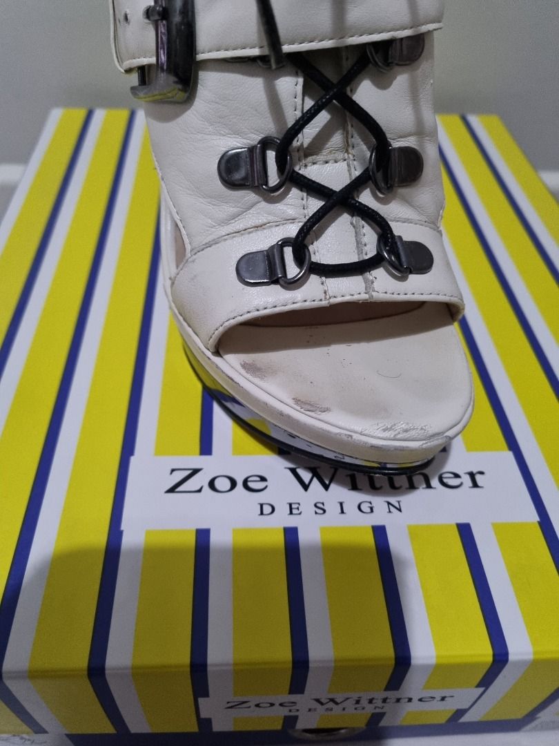 Wittner White leather platform heels (Category: Women's Shoes) located in Keysborough. Submitted by gloriaw9333 (Listing ID 1375580800, Image 3). Description: Size 37 white leather Wittner open toes platform with chrome coloured heels. I loved them so much, they were well taken care of and super comfy!! Very well made by Wittner still in original shoe box. You can't get this style anymore. It looks high but it's not (measurements of heels and pla