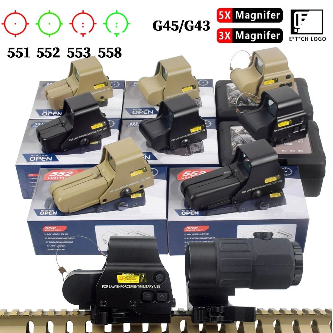 KinZon 558 Green/Red Dot Sight With G33 3X Magnifier - Holographic Reflex Sight, Flip-to-Side QD Mount Included