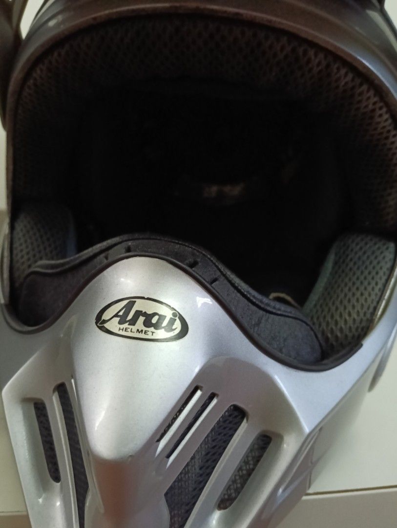 Arai Hyper T Pro and MX3 (Category: Motorcycle Apparel) located in Singapore. Submitted by sleehw_toh (Listing ID 1375773621, Image 3). Description: For sale both Arai at one go! Arai Hyper T pro (black) Size M 57-58cm Condition 10/10 Price $444 Arai MX3 Silver Size M 57-58cm Condition 8/10 Price $333 Take BOTH $750. Both no box no helmet bags. Selling as is condition. Self collect only. I do not entertain 1001 questions and no negotiating until 
