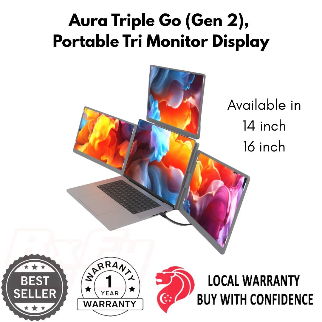 Aura Triple Go (Gen 2), Portable Tri Monitor Display, Kickstand ...