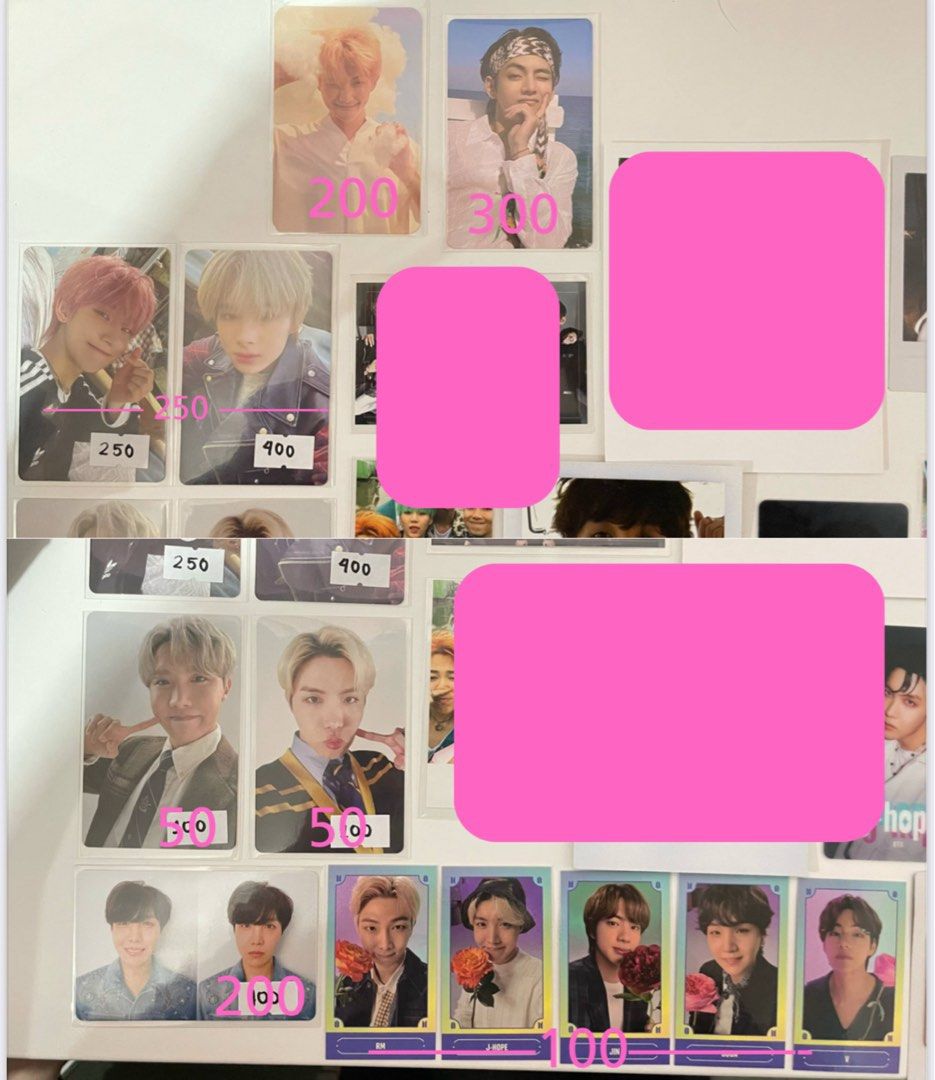 BTS photocards (Category: K-Wave Merchandise) located in Manila. Submitted by kasche (Listing ID 1372710456, Image 3). Description: 𐙚 Price is in the photo. Open for nego. 𐙚 Feel free to dm me your questions 𐙚 Most are in good condition 𐙚 Sold: jk yf, hyyh ot7, rm ly, jin ynwa, yoongi wings, hobi ly, taehyung butter, jk persona, ot7 dnw, jk ly.