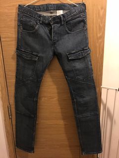 H&M H and M Cut and Sewn Denim Indigo Jean Destroyed Bone Patchwork Jeans - 80% new. Skin fit, super stretch/high stretch soft material62979525511297116