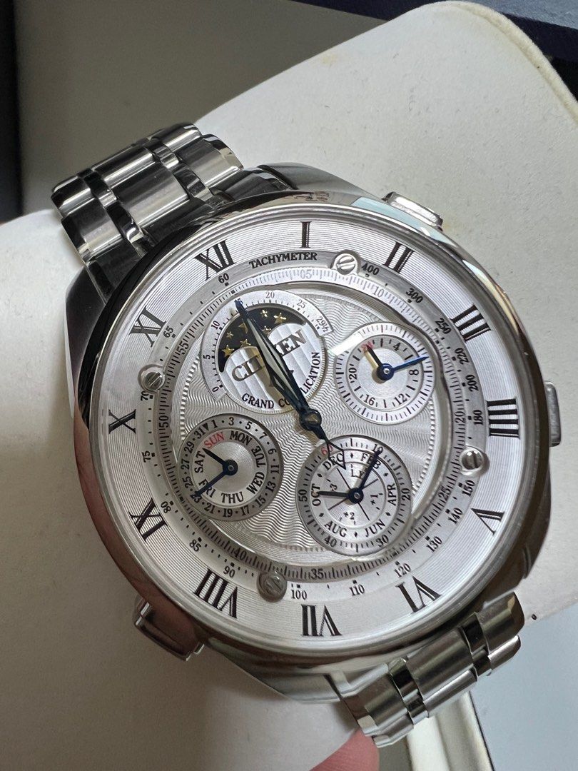 CITIZEN CAMPANOLA COMPLICATION GRAND COMPLICATION CTR57-0991 (Category: Luxury Watches) located in Muntinlupa City. Submitted by everyjuan (Listing ID 1375705387, Image 3). Description: DESCRIPTION Citizen Campanola Complication Grand Complication CTR57-0991 - men’s watch made by Citizen. It is equipped with Japanese quartz movement and 6772 calibre. Stainless steel, hard coating case of round shape. Case dimensions are 43 mm. in diameter and 16.
