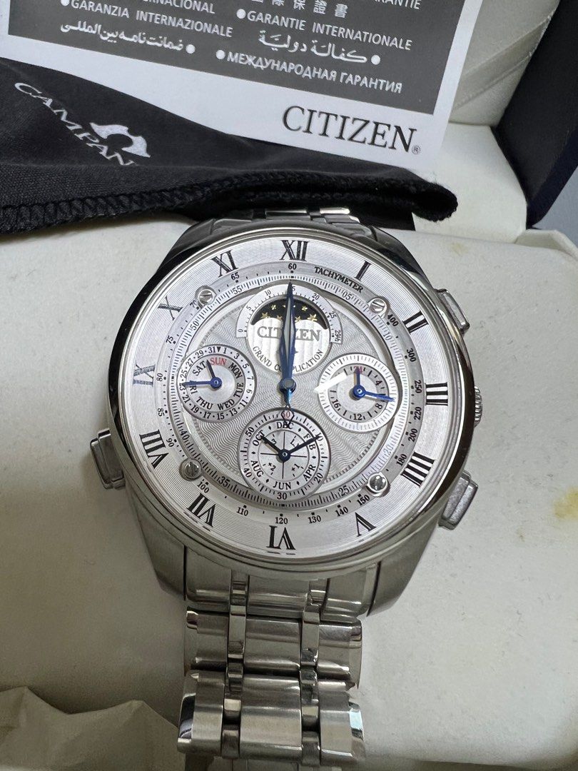 CITIZEN CAMPANOLA COMPLICATION GRAND COMPLICATION CTR57-0991 (Category: Luxury Watches) located in Muntinlupa City. Submitted by everyjuan (Listing ID 1375705387, Image 2). Description: DESCRIPTION Citizen Campanola Complication Grand Complication CTR57-0991 - men’s watch made by Citizen. It is equipped with Japanese quartz movement and 6772 calibre. Stainless steel, hard coating case of round shape. Case dimensions are 43 mm. in diameter and 16.