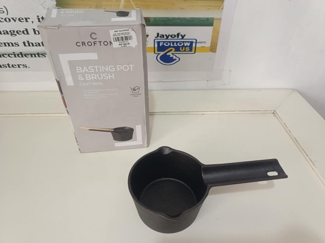 CROFTON, Basting Pot, Cast Iron (Category: Cookware & Accessories) located in Mabalacat. Submitted by Jayofy (Listing ID 1373442725, Image 1). Description: Item Name : Basting Pot, Cast Iron Brand : Crofton The Crofton Cast Iron Basting Potis a handy kitchen tool designed for basting meats and other dishes while cooking. It’s made of durable cast iron, which helps retain heat and evenly distribute it for better cooking results. Great for keeping 