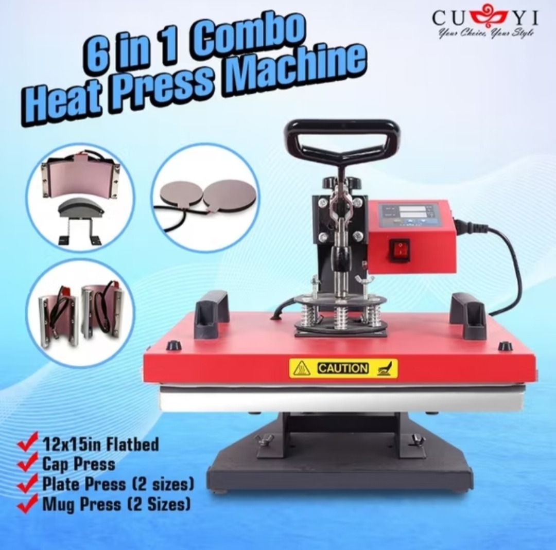 Cuyi 6 in 1 Combo Heat Press Machine (Category: Printers, Scanners & Copiers) located in Mabalacat. Submitted by kapampanganpalibot (Listing ID 1375689837, Image 3). Description: Price is still negotiable .