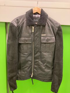 Dsquared 2 leather jacket with suede sleeves sz5062978590784771118