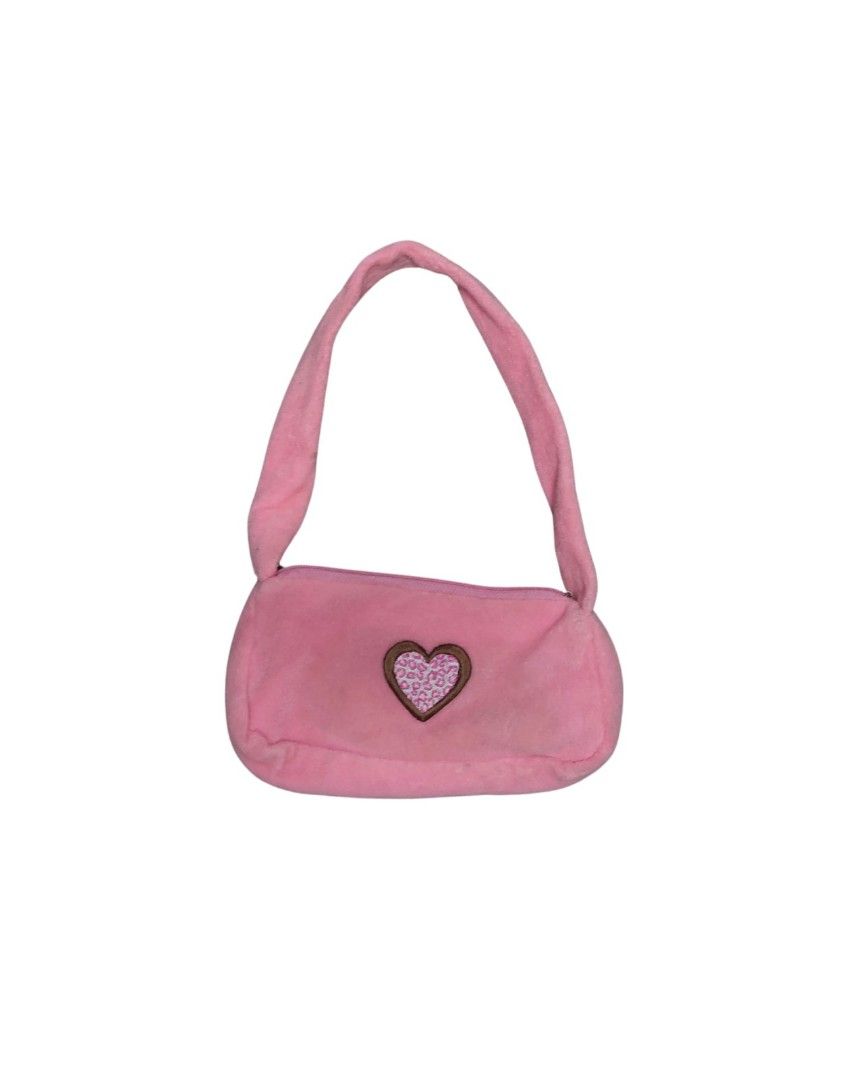 fluffy shoulder bag pink tas selempang lembut
