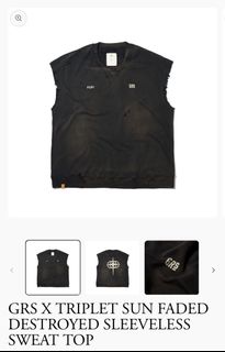 GRS X TRIPLET SUN FADED DESTROYED SLEEVELESS SWEAT TOP62979525277313119
