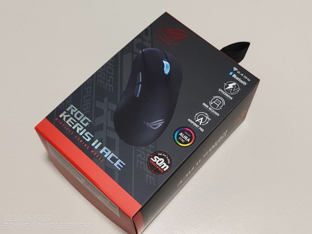 【LIGHTLY USED】ASUS ROG Keris II Ace Wireless Gaming Mouse | 54g Lightweight | AimPoint Pro 42K Optical Sensor - Black (Category: Mouse & Mousepads) located in Singapore. Submitted by tastycrunchy (Listing ID 1375700511, Image 1). Description: Selling the above gaming mouse as i have multiple laying around. Most of the mice are bought and used to test for a bit, not under heavy used conditions. This mouse comes with 3 modes of connectivity: Wired,