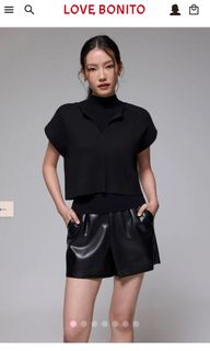Love bonito 全新黑色仿皮短褲64246179688962110