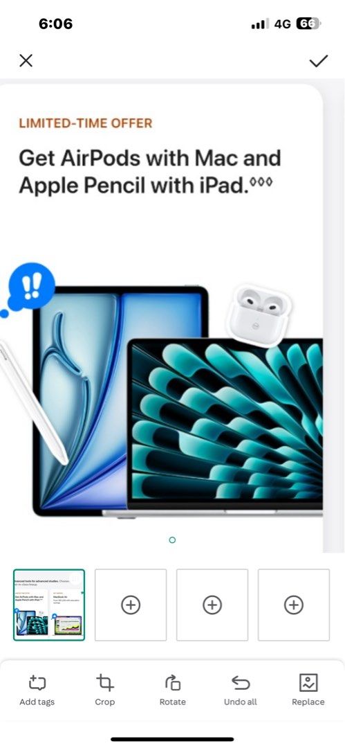 MacBook at education price (Category: Laptops & Notebooks) located in Singapore. Submitted by chrny (Listing ID 1375753687, Image 1). Description: macbook at education pricing. just want the free airpods that come with buying the computer. go to the apple store together to collect. Will give additional 50 dollar off..