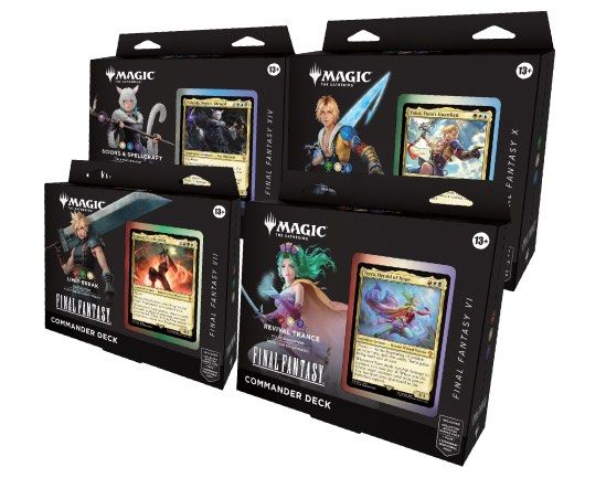 Magic: The Gathering Final Fantasy Commander Deck Set (Category: Card Packs) located in Mandaluyong City. Submitted by alluveon (Listing ID 1375715851, Image 1). Description: Magic: The Gathering Final Fantasy Commander Deck Sealed English Version Contains all 4 decks .