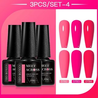 MEET ACROSS 3件套裝 7ml 螢光啫喱甲油 美甲 夏日閃亮亮片美甲藝術 UV啫喱美甲用品 手部護理62942417933315118