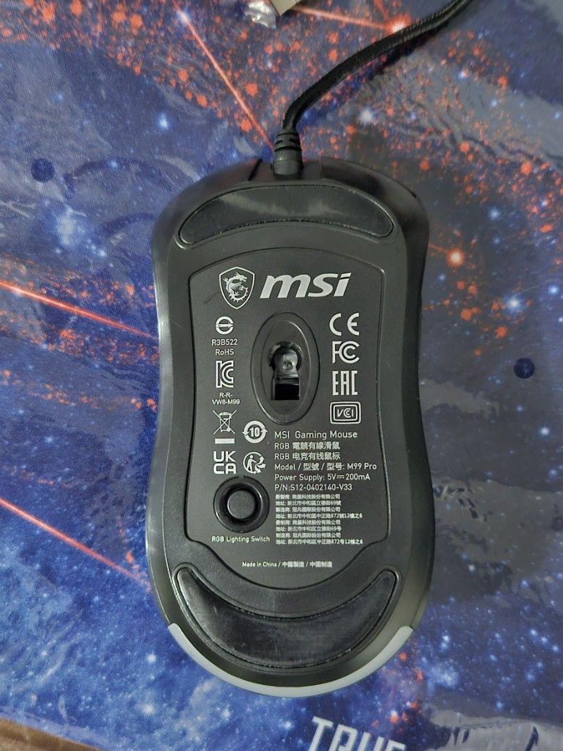 MSI M99 Pro gaming mouse with free mousepad (Category: Mouse & Mousepads) located in Quezon City. Submitted by schizofragile (Listing ID 1375751632, Image 1). Description: Selling a brand new MSI M99 Pro gaming mouse (wired) with free MSI mousepad. No box because I got this as a freebie • Non-slip 3D Wheel Design • Cool Air Ergonomic Shape Design • Anti-skid grip • RGB streamer design • 4000 dpi resolution • 20G Acceleration • Switch life: 20 mil