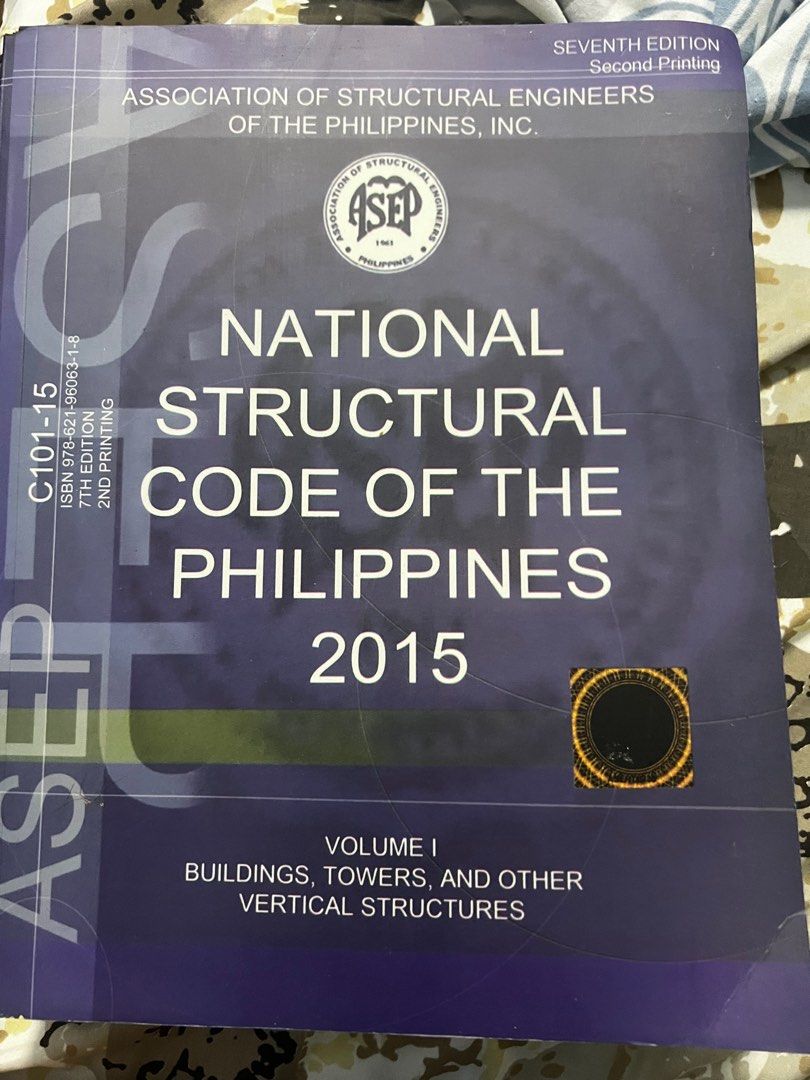 National Structural Code of the Philippines 2015 (Category: Textbooks) located in Manila. Submitted by dianneange54445 (Listing ID 1375790779, Image 1). Description: Mostly used ng civil engineering students, (di ko nagamit since nag shift ako ng course di keri ng bulsa) 2,800+ ko sya nabili pero since nabasa at medyo nayukot ibang parts bawasan ko nalang. .