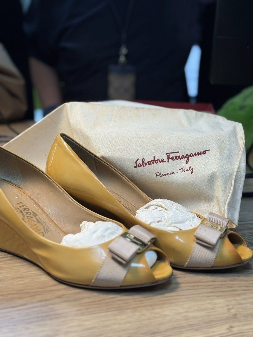 Salvatore Ferragamo Shoes Open toe (Category: Wedges) located in Pasay City. Submitted by 22spc (Listing ID 1375757257, Image 3). Description: used few times but was kept in storage for few years. requires cleaning..