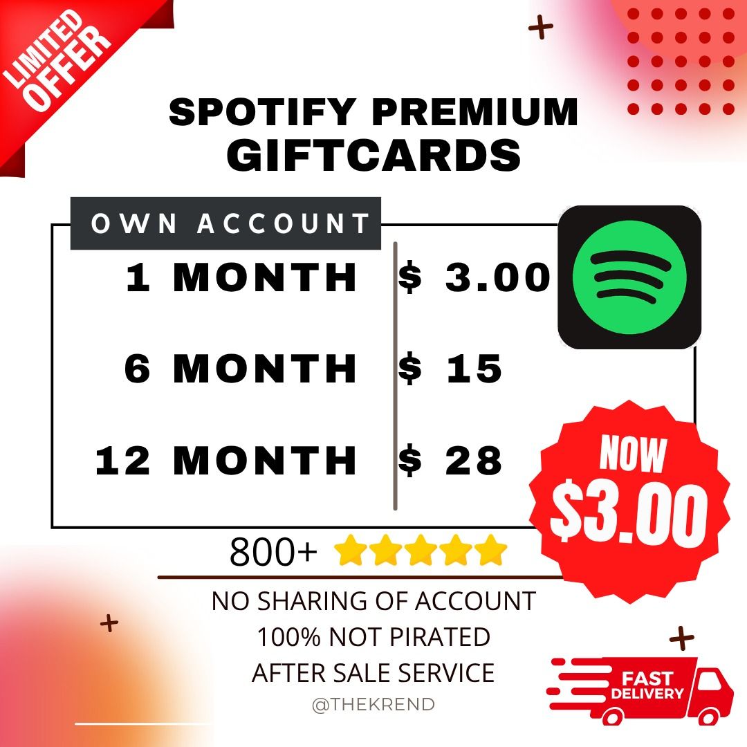 Spotify Premium Gift Cards62853059667202110