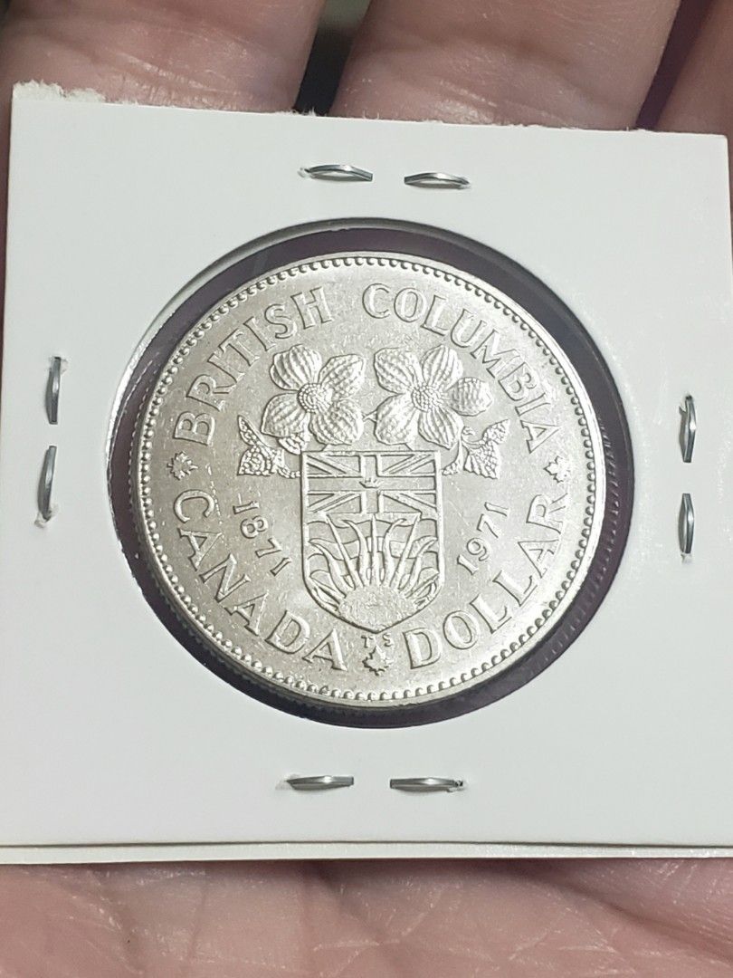 1871-1971年加拿大不列顛哥倫比亞省加入聯邦100周年紀念幣1加元直徑32.13毫米接近全新品相, 興趣及遊戲, 收藏品及紀念品, 錢幣-  Carousell