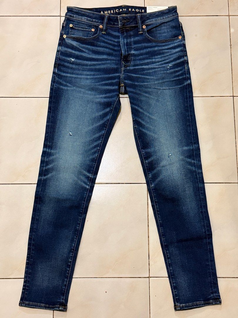 American Eagle Airflex+ Jeans (skinny cropped) (Category: Jeans) located in Makati City. Submitted by austinjon (Listing ID 1372651681, Image 1). Description: Dark wash. Ultrasoft. 📏 Measurements (inches): ▫️Length: 40 ▫️Inseam: 30 ▫️Waist: 32-34 63% COTTON / 21% RECYCLED POLYESTER / 9% VISCOSE / 5% RECYCLED COTTON / 2% ELASTANE. RFS: was gifted but it doesn’t fit me. Issue/s: Brand new, never worn. SRP: $60/ PHP 3300. https://www.ae.com/us/en/p