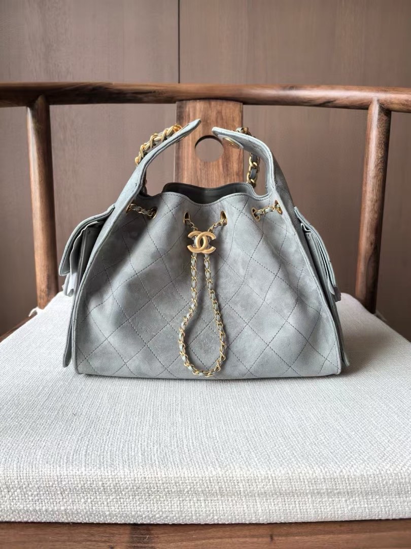 CHANEL 25S HOBO BAG 22 IN GREY CAVIAR LEATHER