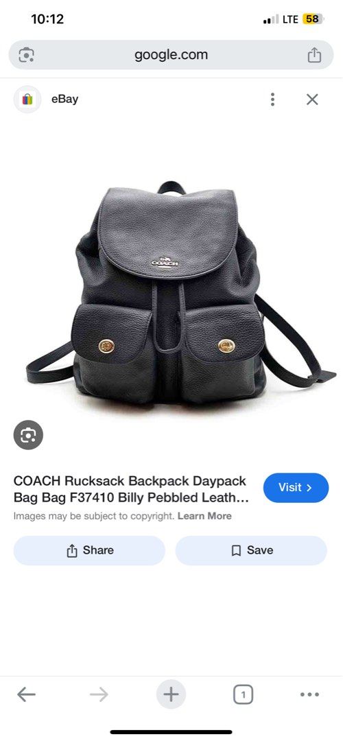 Coach Backpack (Category: Luxury Bags & Wallets) located in Makati City. Submitted by zzebraaa (Listing ID 1372486053, Image 1). Description: Bought in Japan 17,000 yen March 20,2025 (Brand new) used once With card for authenticity Black Leather adjustable strap Pay via g cash (can pay once your rider is here) .