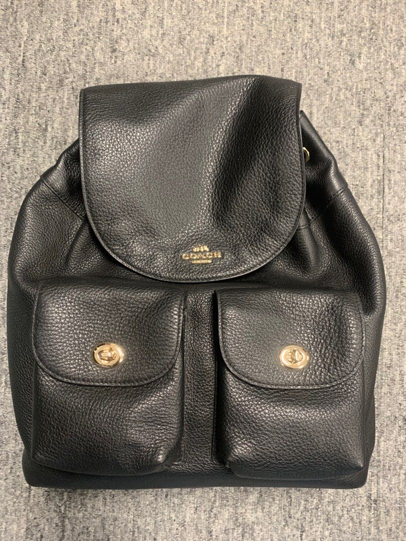 Coach Backpack (Category: Luxury Bags & Wallets) located in Makati City. Submitted by zzebraaa (Listing ID 1372486053, Image 3). Description: Bought in Japan 17,000 yen March 20,2025 (Brand new) used once With card for authenticity Black Leather adjustable strap Pay via g cash (can pay once your rider is here) .