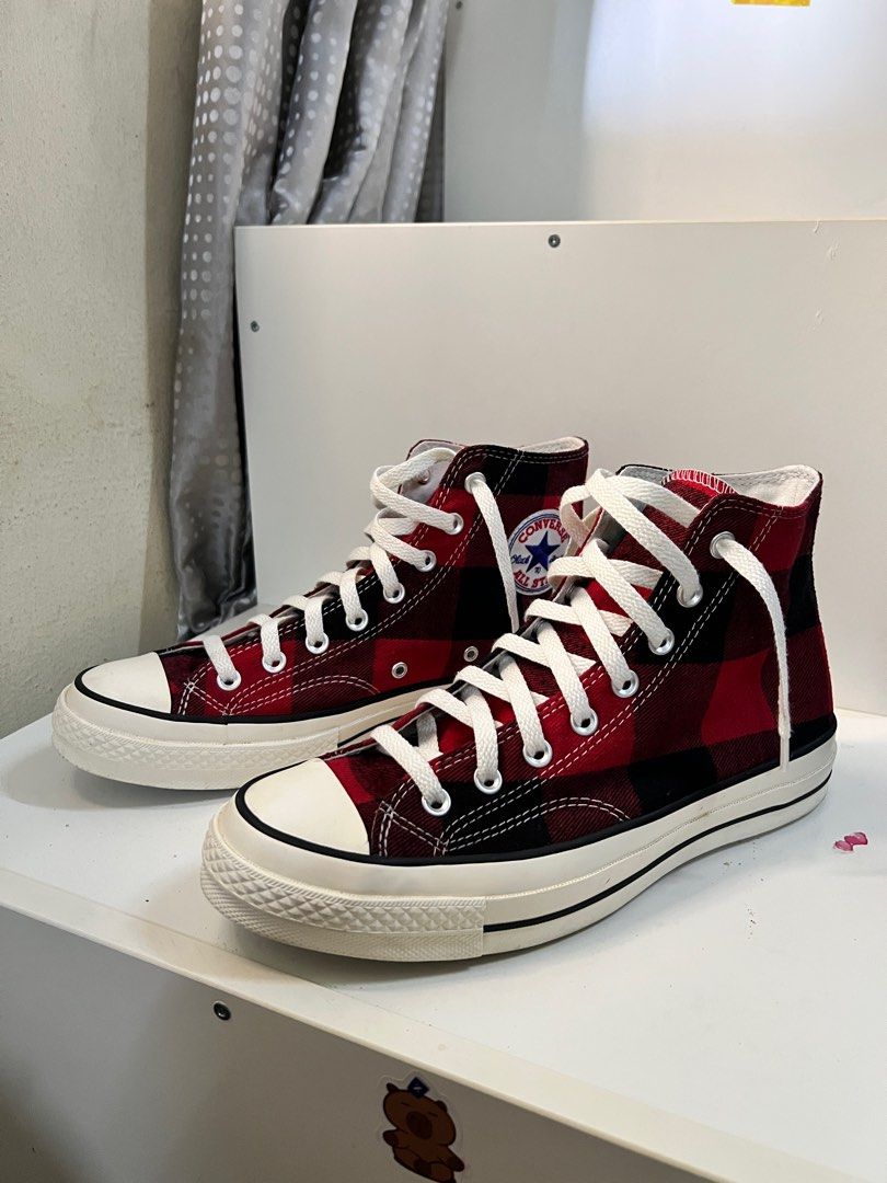 Converse Original Used - Chuck 70 Upcycled Flannel Red Black Renew 