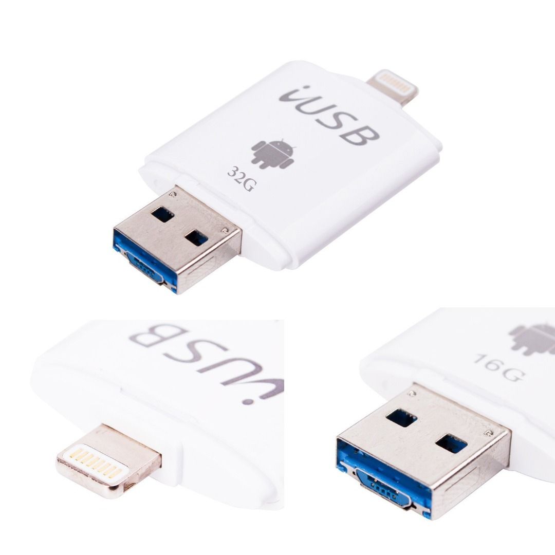 Flash Drive (Category: Computer Parts) located in Singapore. Submitted by Electro (Listing ID 1372565713, Image 3). Description: Delivery$8 iPhone Flash Drive 32GB, Touch ID Encryption Memory Expand Adapter USB 3.0 & Micro USB & Lightning Connector 3-in-1 External Storage for iPad iPod MacBook Laptop IOS Divice White.