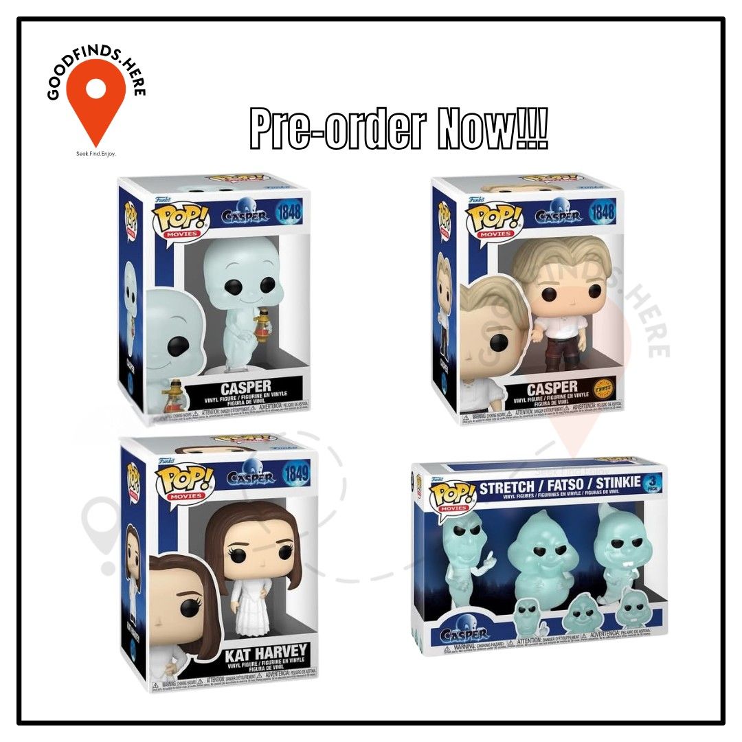 Funko Casper Preorder (Category: Designer & Blind Box Toys) located in Pasig City. Submitted by goodfinds.here (Listing ID 1372515143, Image 1). Description: ❗Funko Casper Preorder❗ ▪️Casper ▪️Kat Harvey ₱750 each / DP: 300 each ▪️Casper (Chase) ₱2,800 / DP: 1k ▪️Stretch/ Fatso/ Stinkie 3-pack ₱2,200 / DP: 1k ETA: Q3 2025 (subject for delay or to change without prior notice) DOWNPAYMENT is required to reserve slots ❗For Pre-order ONLY, No extra a