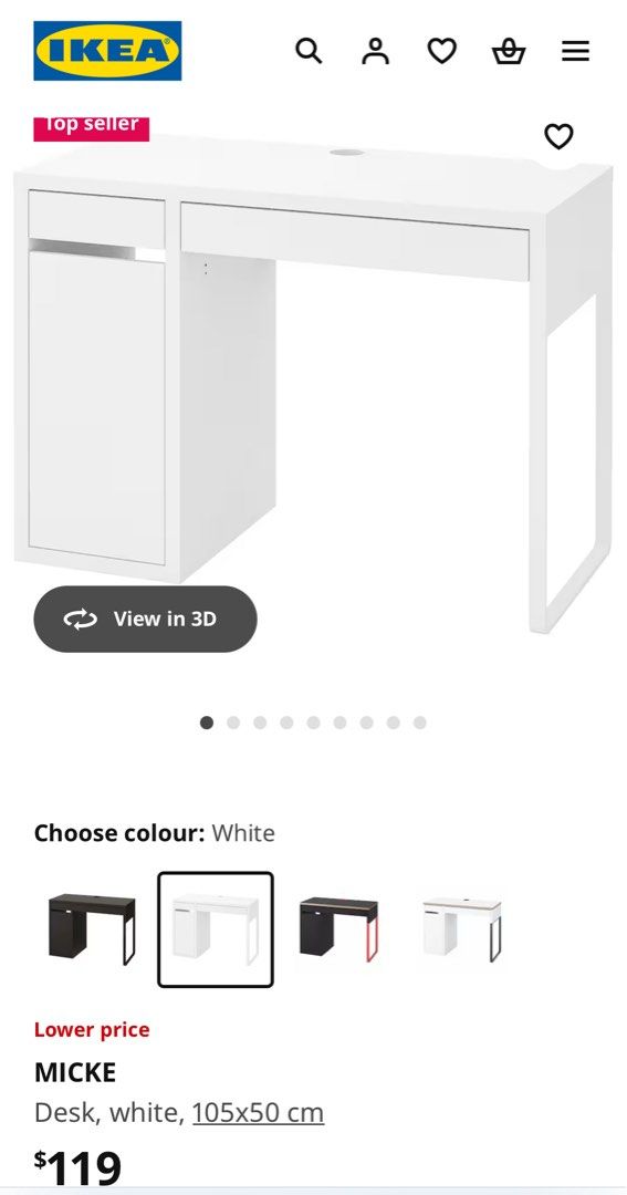 IKEA Study Table (Category: Tables & Sets) located in Singapore. Submitted by studdedf4ntasy (Listing ID 1372508365, Image 1). Description: Welll used IKEA Table Self collection at Pasir Ris only .