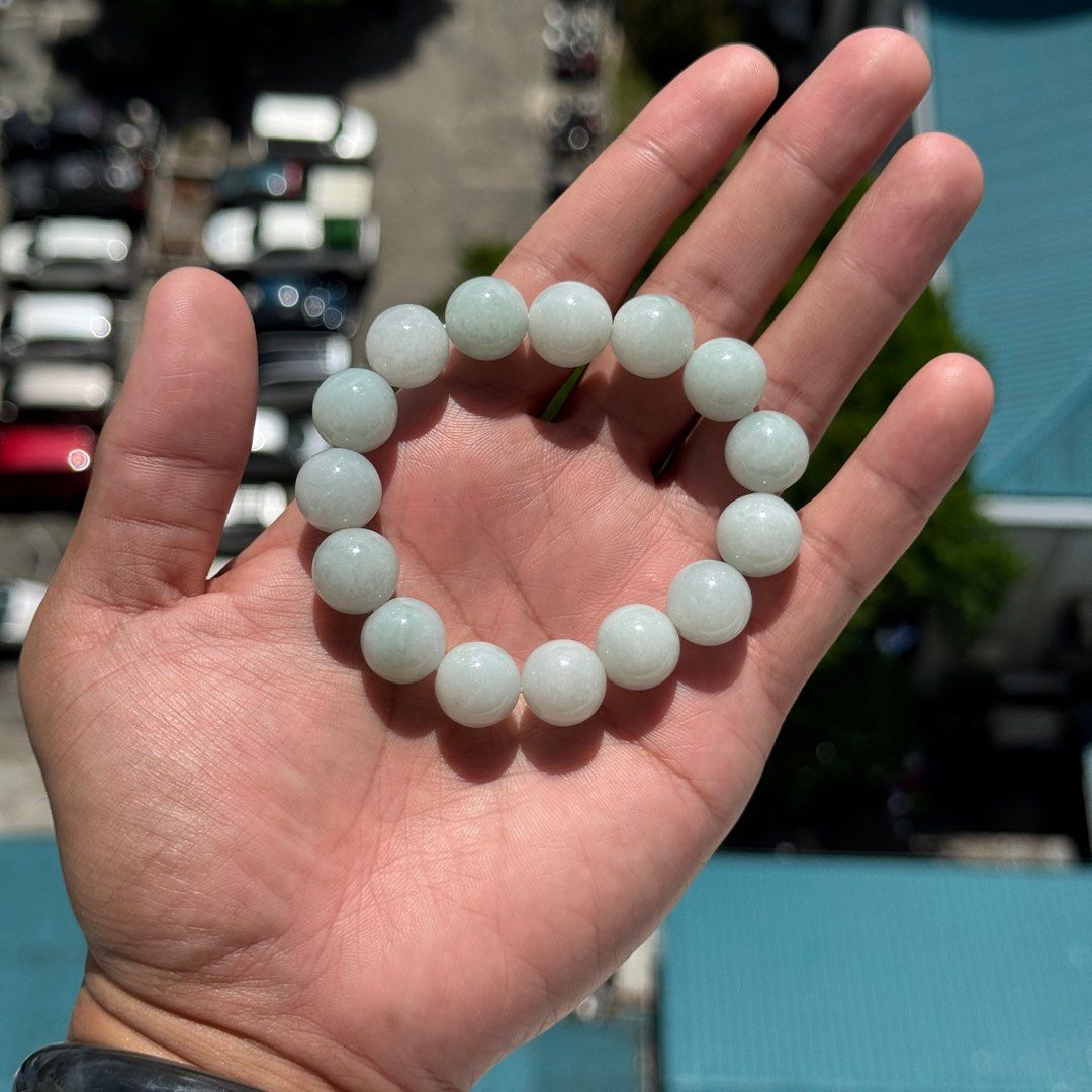 Jade Bracelet Burmese White Natural Type A (Category: Bracelets) located in Pasay City. Submitted by outmonkeys (Listing ID 1372491770, Image 2). Description: Authentic Jadeite Color: Burmese White Bead size: 13mm plus With certificate and Box Price: 10k negotiable For sure buyer PM .