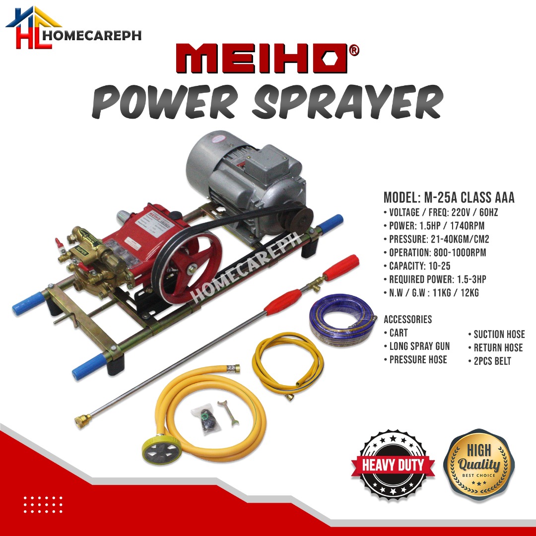 Meiho Heavy Duty Power Sprayer 1.5HP (M-25A Class AAA) Set, Commercial ...