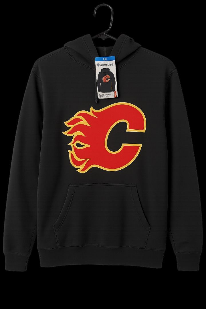 Men's Black Calgary Flames Primary Logo Fitted Pullover Hoodie LARGE (Category: Coats, Jackets and Outerwear) located in Marikina City. Submitted by vesuv (Listing ID 1372500987, Image 1). Description: Men's Black Calgary Flames Primary Logo Fitted Pullover Hoodie LARGE Price: 2,299 BRAND NEW Tagless collar Material: 80% Cotton/20% Polyester Location: Marikina Meet-up: Marikina (Concepcion, Meralco) Delivery: via Lalamove (Buyer's expense) Mode o