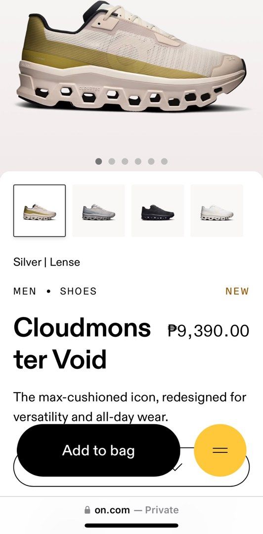 On Cloudmonster Void (Category: Sneakers) located in Quezon City. Submitted by therese_ot (Listing ID 1372607696, Image 2). Description: RFS: wrong size Retail price 9390.