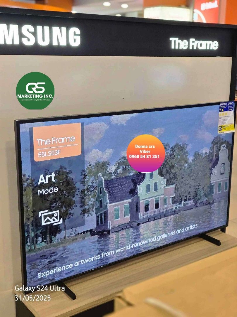 Samsung the frame (Category: TV) located in Manila. Submitted by donnasagao03665 (Listing ID 1372585832, Image 2). Description: 💚 SAMSUNG THE FRAME TV 2025 MODEL 43LS03F 55LS03F 65LS03F 💚 QA43LS03F - 43,800 QA55LS03F - 59,000 QA65LS03F - 75,800 PRICE MAY CHANGE WITHOUT PRIOR NOTICE BRANDNEW AND SEALED 1 YR WARRANTY PARTS AND SERVICE HOME SERVICE CASH ON DELIVERY, GCASH, BANK TRANSFER CASH N CARRY MALL MAKATI CAIMITO PLACE CALOOCAN CRS MARKETING